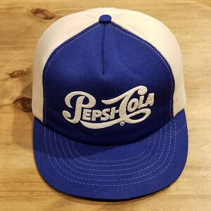 Vintage Pepsi Cola Hat Snapback Blue Made USA Puff Paint Trucker 80s 90s Soda